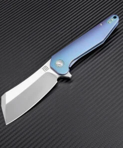 Artisan Cutlery Artisan Osprey ATZ1803GBUM, 3.74" M390 Plain Blade, Blue TC4 Titanium Handle