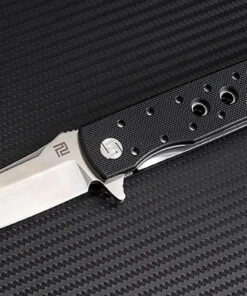 Artisan Cutlery Artisan Virginia ATZ1807PBKF, 3.94" D2 Plain Blade, Flat Black G-10 Handle