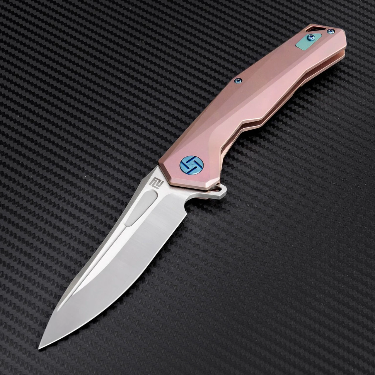 Artisan Cutlery Artisan Zumwalt ATZ1808GRES, 3.78" S35VN Plain Blade, Rose Titanium Handle 4 Artisan Cutlery Artisan Zumwalt ATZ1808GRES, 3.78" S35VN Plain Blade, Rose Titanium Handle - Image 4