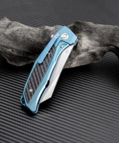 Artisan Cutlery Artisan Falcon ATZ1809GBUM, 3.62" M390 Plain Blade, Blue Carbon Fiber/Titanium Handle -Knifeworks Sales Store atz1809gbu 2 1 73672.1566586123