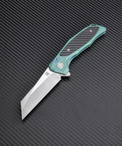 Artisan Cutlery Artisan Falcon ATZ1809GGNS, 3.62" S35VN Plain Blade, Green Carbon Fiber/Titanium Handle