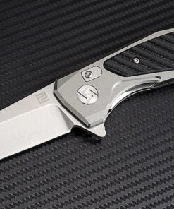 Artisan Cutlery Artisan Falcon ATZ1809PGBK, 3.94" D2 Plain Blade, Gray/Black Aluminum/G-10 Handle