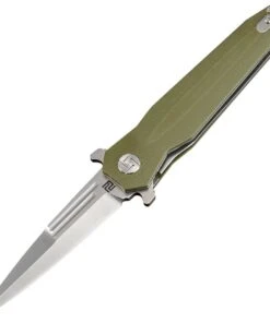 Artisan Cutlery Artisan Hornet ATZ1810PGNC, 3.54" D2 Steel Stone Wash Blade, Smooth Green G10 Handle