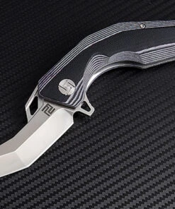 Artisan Cutlery Artisan Cobra ATZ1811PBGC, 3" D2 Plain Blade, Curved Black/White G-10 Handle