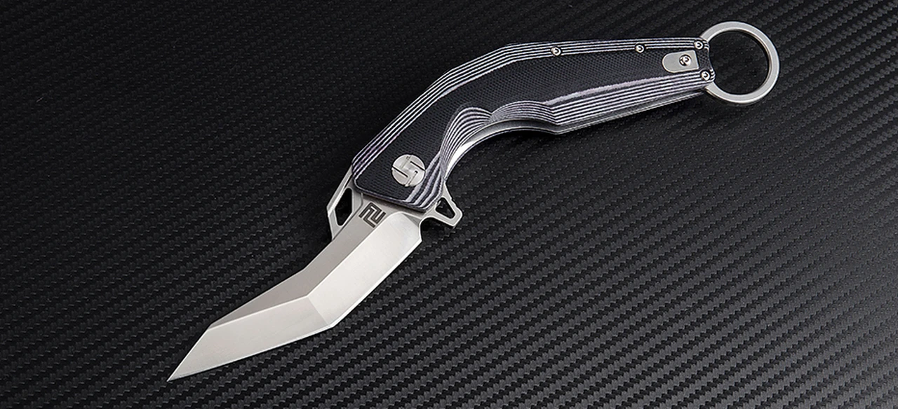 Artisan Cutlery Artisan Cobra ATZ1811PBGC, 3" D2 Plain Blade, Curved Black/White G-10 Handle 1 Artisan Cutlery Artisan Cobra ATZ1811PBGC, 3" D2 Plain Blade, Curved Black/White G-10 Handle