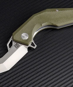 Artisan Cutlery Artisan Cobra ATZ1811PGNF, 3" D2 Plain Blade, Flat Green G-10 Handle