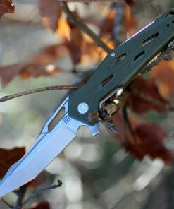 Artisan Cutlery Artisan Interceptor ATZ1812PSGN, 3.54" D2 Tanto Blade, Green G10 Handle