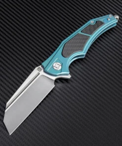 Artisan Cutlery Artisan Apache ATZ1813GGNM, 3.82" M390 Plain Blade, Green Titanium/Carbon Fiber Handle -Knifeworks Sales Store atz1813ggnm 24588.1566586057