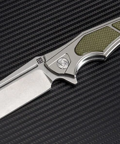 Artisan Cutlery Artisan Apache ATZ1813PGGN, 3.7" D2 Plain Blade, Gray/Green Aluminum/G-10 Handle