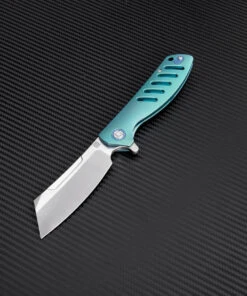 Artisan Cutlery Artisan Tomahawk ATZ1815GGNM, 3.75" M390 Plain Blade, Green Titanium Handle