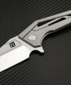 Artisan Cutlery Artisan Ravine ATZ1819GGYM, 2.83" M390 Steel Tanto Blade, Grey Titanium Handle