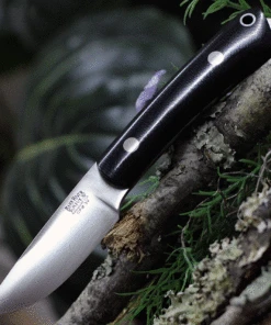 Bark River Knives Bark River Mini Fox River 01023MBC, 2.9" 3V Plain Blade, Black Canvas Micarta Handle