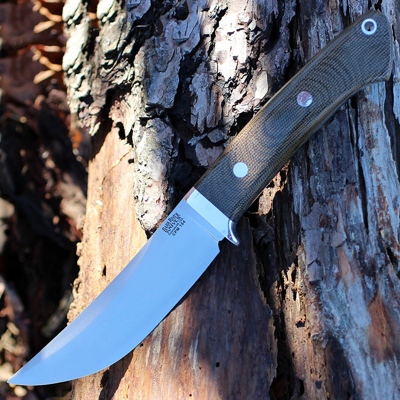 Bark River Knives Bark River 02145MGC Classic Trailing Point Hunter, 4.5" CPM 154 Plain Blade, Green Canvas Micarta Handle 1 Bark River Knives Bark River 02145MGC Classic Trailing Point Hunter, 4.5" CPM 154 Plain Blade, Green Canvas Micarta Handle