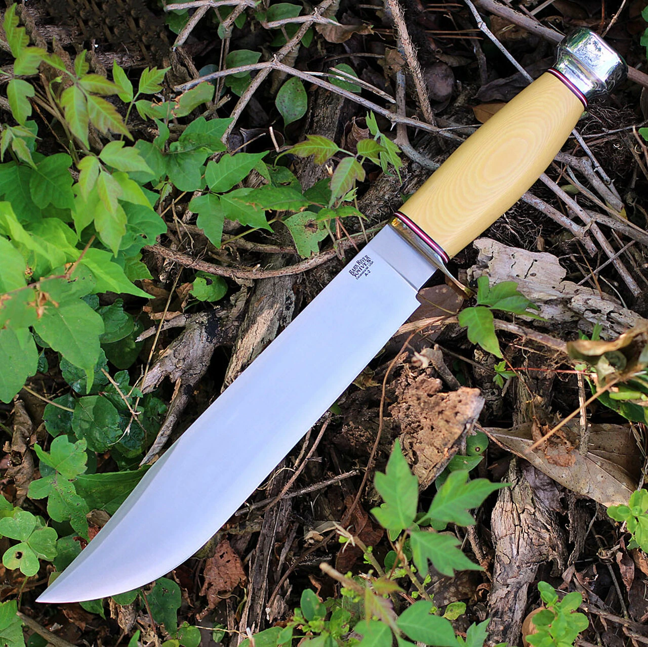 Bark River Knives Bark River 09214PMAI 1909 Michigan Bowie, 10" A-2 Plain Blade, Antique Ivory Micarta Handle 1 Bark River Knives Bark River 09214PMAI 1909 Michigan Bowie, 10" A-2 Plain Blade, Antique Ivory Micarta Handle