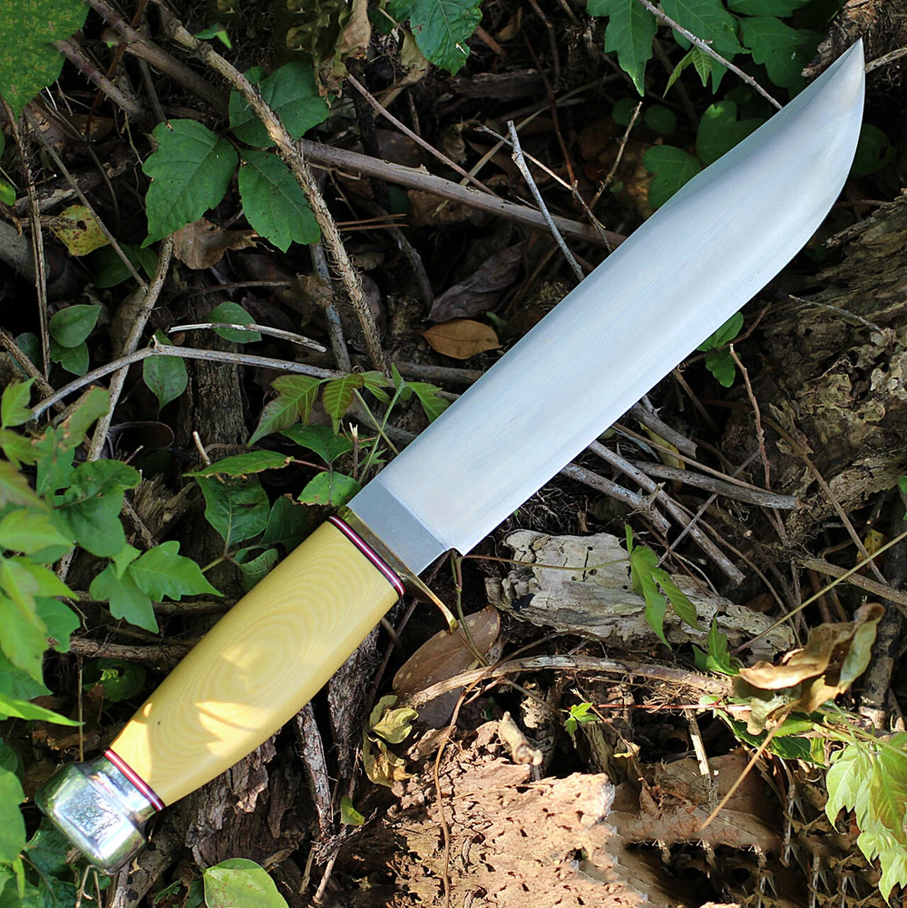 Bark River Knives Bark River 09214PMAI 1909 Michigan Bowie, 10" A-2 Plain Blade, Antique Ivory Micarta Handle 2 Bark River Knives Bark River 09214PMAI 1909 Michigan Bowie, 10" A-2 Plain Blade, Antique Ivory Micarta Handle - Image 2