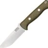 Bark River Knives Bark River 111MGC Bravo I, 4.25" A-2 Blade, Green Canvas Micarta Handle, Leather Sheath