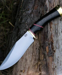 Bark River Knives Bark River Marauder I Bowie 16151MBL, 6.38" CPM 154 Polish Blade, Black Canvas Micarta Handle