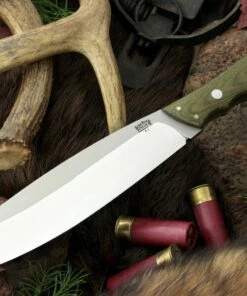 Bark River Knives Bark River 3325MGC Canadian Camp II, 8" A-2 Plain Blade, Green Canvas Micarta Handle
