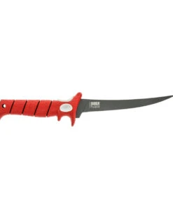 Bubba Blade Bubba Tapered Flex Fillet Knife 17F, 7" Titanium Nitride Coated Blade, Red TPR Handle, Black Nylon Sheath