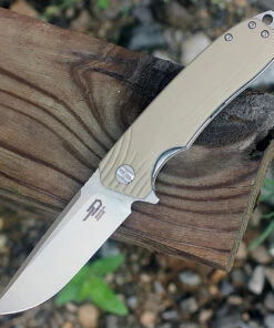 Bestech G01C Lion, 3.5" D2 Plain Blade, Beige G-10 Handle