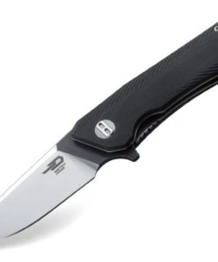 Bestech BTKG10A1 Thron, 3.0" Sandvick 12C27 Satin Plain Blade, Black G-10 Handle