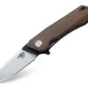 Bestech BTKG10C1 Thron, 3.0" Sandvick 12C27 Black/Satin Plain Blade, Beige G-10 Handle