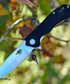 Bestech BTKG11A2 Beluga, 3.0" Sandvick 12C27 Stonewash Plain Blade, Black G-10 Handle