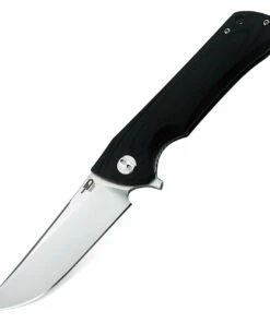 Bestech Paladin BG13A-1, 3.54" D2 Steel Stonewash Plain Blade, Black G-10 Handle