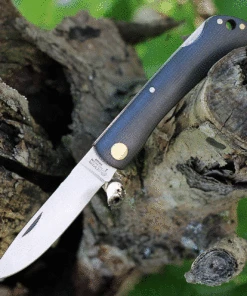 Boker Solingen Rangebuster 111914, 3.03" Bohler N690 Steel Satin Plain Blade, Green Linen Micarta Handles