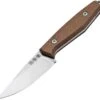 Boker AK1 Fixed Blade 120502, 3" RWL-34 Satin Plain Blade, Mustard Burlap Micarta Handle, Black Leather Sheath