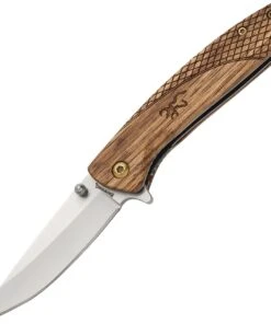 Browning Knives Browning Pursuit Linerlock, BR0007, 2.5" 7Cr17MoV Stainless Drop Point Blade, Wood Handle