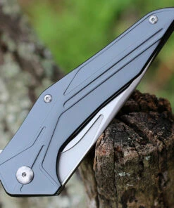 Brous Blades Tyrant, 4.5 Satin Linerlock Plain Blade, Gray Aluminum Handle -Knifeworks Sales Store brb242.3 27661.1639075839