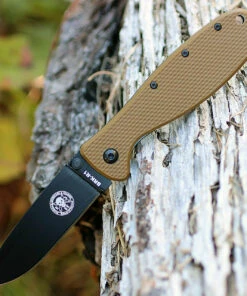 BRK Zancudo BRKR2CBB, 2.94", Black EDP Coated D2 Steel, Drop Point, Design by Esee Knives, Coyote Brown Nylon handles