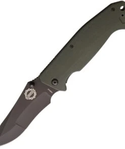 Burnside Knives Burnside Cabrillo, 4" Black AUS-8 Plain Blade, Green G-10 Handle