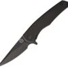 Burnside Knives Burnside Strauss, 3.2" Black D2 Plain Blade, Black Titanium Handle