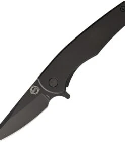 Burnside Knives Burnside Strauss, 3.2" Black D2 Plain Blade, Black Titanium Handle