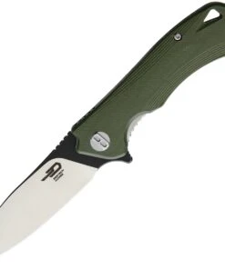 Bestech BTKG11B1 Beluga, 3.0" Sandvick 12C27 Black/Satin Plain Blade, Green G-10 Handle