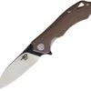 Bestech BTKG11C1 Beluga, 3.0" Sandvick 12C27 Black/Satin Plain Blade, Brown G-10 Handle