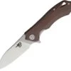 Bestech BTKG11C2 Beluga, 3.0" Sandvick 12C27 Stonewash Plain Blade, Brown G-10 Handle