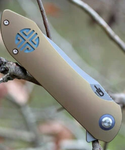 Bestech T1703B Emperor, 3.54" CPM-S35VN Plain Blade, Gold Titanium Handle -Knifeworks Sales Store btkt1703b.3 35552.1566586000