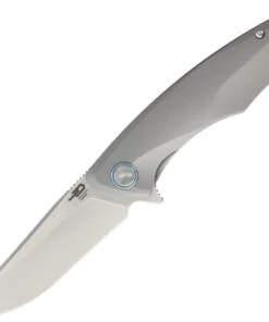 Bestech BT1707C Dolphin, 3.54" CPM-S35VN Stonewash Plain Blade, Gray Titanium Handle