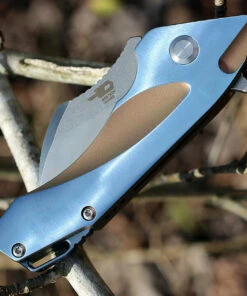 Bestech T1710B Imp, 2" CPM-S35VN Plain Blade, Blue Titanium Handle w/Bronze Inlay -Knifeworks Sales Store btkt1710b.2 42169.1566586003