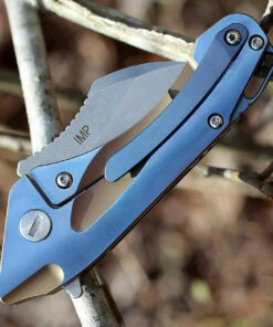 Bestech T1710B Imp, 2" CPM-S35VN Plain Blade, Blue Titanium Handle w/Bronze Inlay -Knifeworks Sales Store btkt1710b.3 01567.1566586003