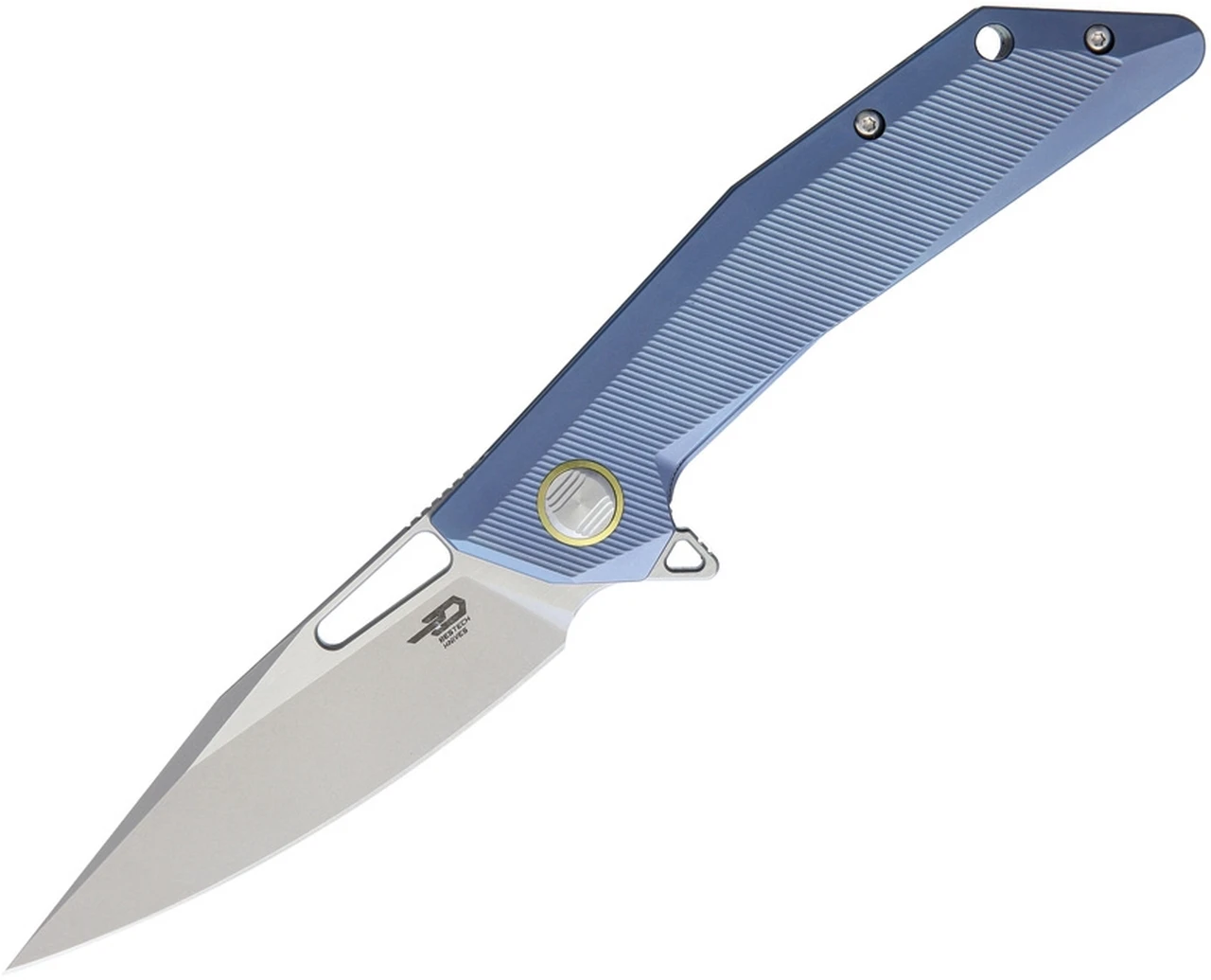 Bestech T1802C Shrapnel, 3.5" CPM-S35VN Plain Blade, Blue Titanium Handle 1 Bestech T1802C Shrapnel, 3.5" CPM-S35VN Plain Blade, Blue Titanium Handle