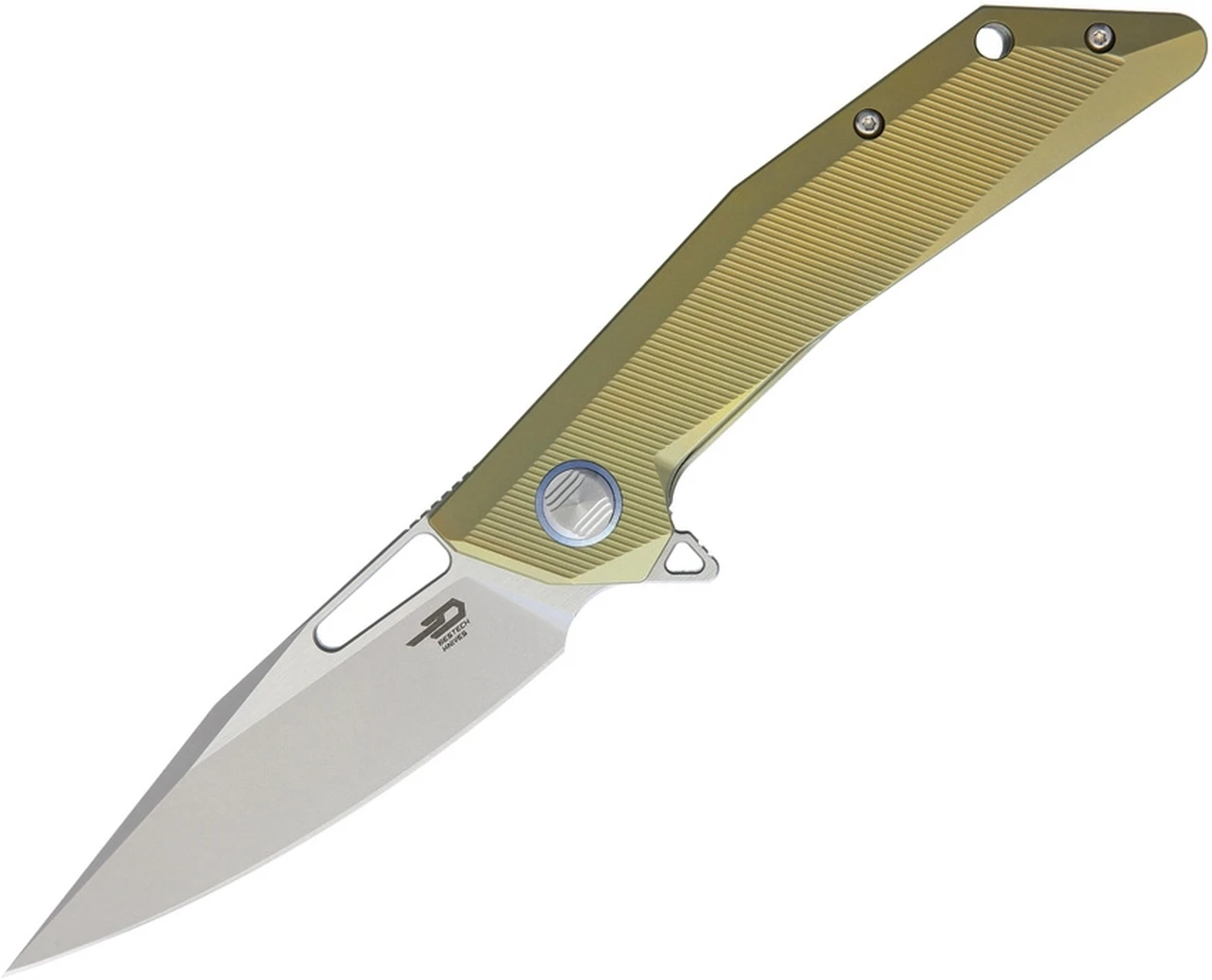 Bestech T1802D Shrapnel, 3.5" CPM-S35VN Plain Blade, Gold Titanium Handle 1 Bestech T1802D Shrapnel, 3.5" CPM-S35VN Plain Blade, Gold Titanium Handle