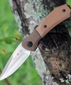 Buck Knives Buck Paradigm Assisted Open Knife 590BRS-B, 3" S35VN Satin Plain Blade, Brown Textured G-10 Handles