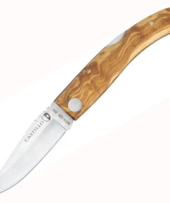 Castillo Knives Navaja Lockback Folding, C1OLW, 3" Satin Sandvik 14C28N Blade, Olivewood Handle