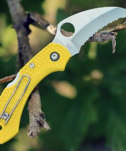 Spyderco Knives Spyderco Dragonfly2 Hawkbill Salt C28SYL2HB, 2.3 in. H-1 Serrated Blade, Yellow FRN Handle -Knifeworks Sales Store c28syl2hb.1 41007.1566585950
