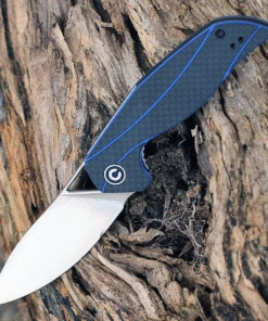 CIVIVI Knives CIVIVI Anthropos C903B, 3.25" D2 Satin Drop Point Plain Blade, Blue G-10 Handles w/ Carbon Fiber Overlay