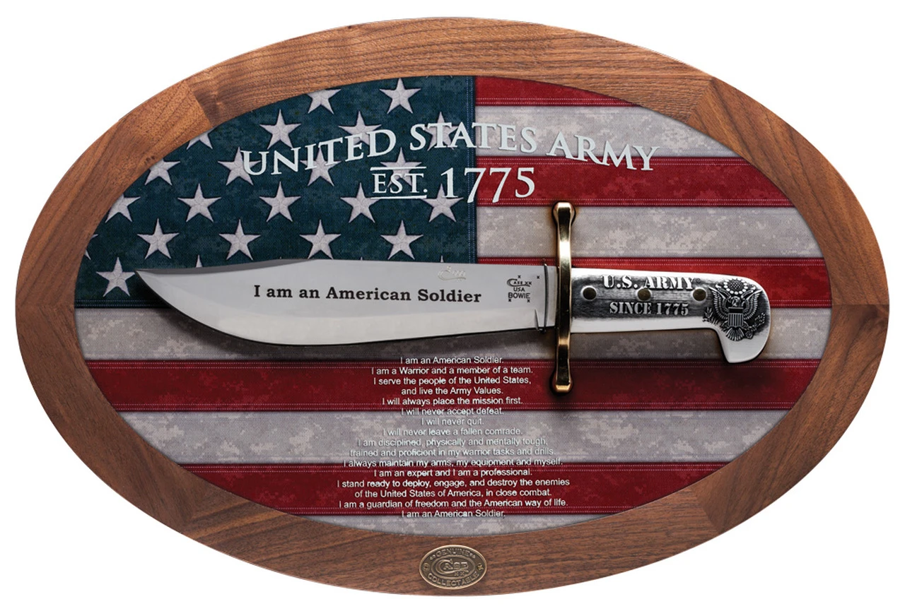 Case 15009 US Army Commemorative Bowie, Smooth White Synthetic Handle (BOWIE SS) 1 Case 15009 US Army Commemorative Bowie, Smooth White Synthetic Handle (BOWIE SS)
